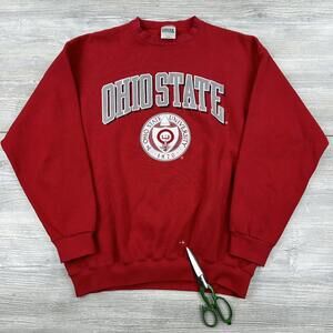 VTG Ohio State Buckeyes Sweatshirt Mens Large Red Boxy Tultex 50/50 Distressed
